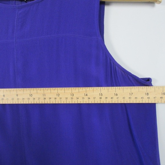 Club Monaco 100% Silk Midi Dress 4 Purple Sleeveless Casual Party Pockets 162 - Picture 7 of 12